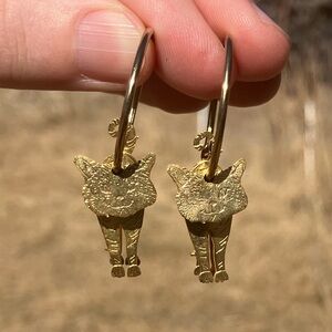 Gold Cat Hoop Earrings
